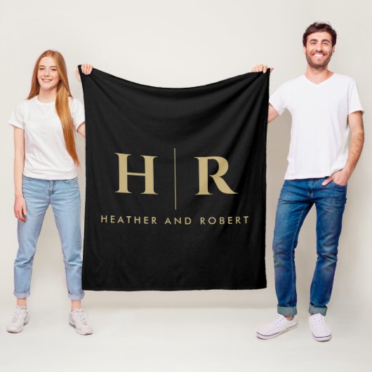 Braut und Groom Wedding Monogram Minimalistisch Mo Fleecedecke (Beispiel)