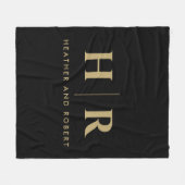 Braut und Groom Wedding Monogram Minimalistisch Mo Fleecedecke (Vorderseite (Horizontal))