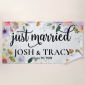 Braut und Groom, Wifey und Hubby, nur verheiratet Strandtuch (Vorderseite)