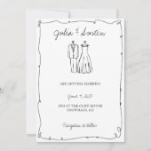 Braut und Groomehe mit Schwarz und Weiß Einladung (Vorderseite)