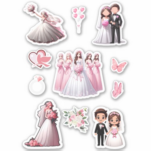 Braut und Grünrosa Aufkleber (Vorderseite)