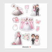 Braut und Grünrosa Aufkleber (Blatt)