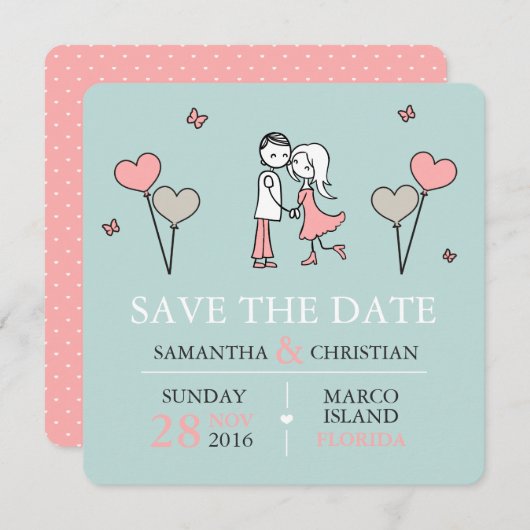 Braut und Hochzeit speichern das Datum Save The Date (Vorne/Hinten)