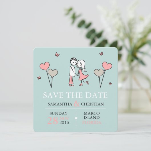 Braut und Hochzeit speichern das Datum Save The Date (Stehend Vorderseite)