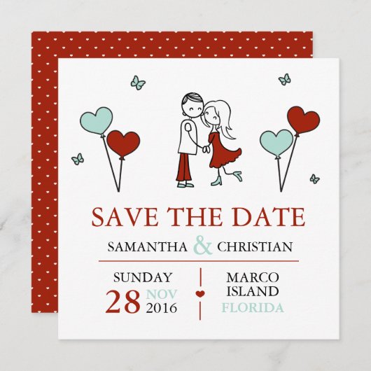Braut und Hochzeit speichern das Datum Save The Date (Vorne/Hinten)