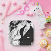 Braut und Hochzeit von Groom und Schwarz Pappteller (Party)