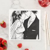 Braut und Hochzeit von Groom und Schwarz Serviette (Beispiel)