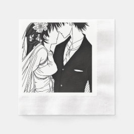 Braut und Hochzeit von Groom und Schwarz Serviette