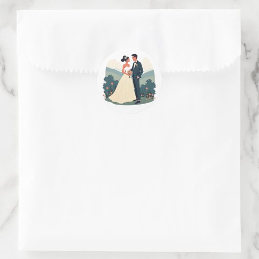 Braut- und Hochzeitsaufkleber Runder Aufkleber (Tasche)