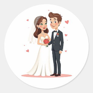 Braut- und Hochzeitsaufkleber Runder Aufkleber
