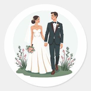 Braut- und Hochzeitskleber Runder Aufkleber