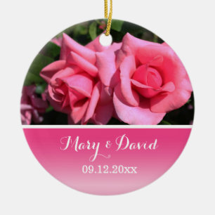 Braut und Hochzeitskost in heißen rosa Rose Keramik Ornament