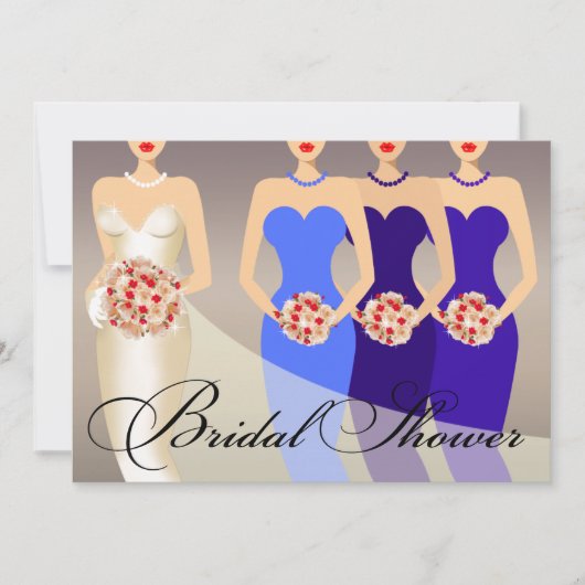 Braut und ihr Kobalt des Brautjungfern-Brautparty Einladung (Vorderseite)