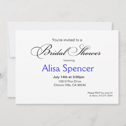 Braut und ihr Kobalt des Brautjungfern-Brautparty Einladung (Rückseite)