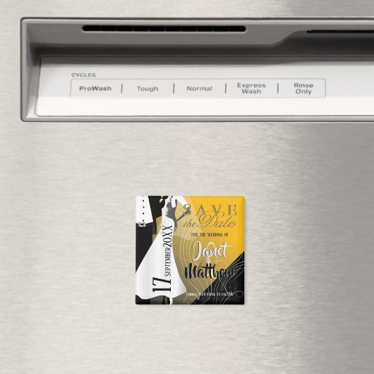 Braut und Kräutergarten - Save the Date - Gelb Magnet (In Situ (Geschirrspüler))