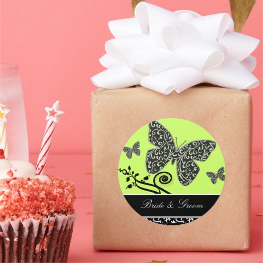 Braut- und Kräuterwirbel und Schmetterlingsticker Runder Aufkleber (Party)