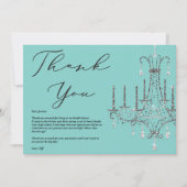 Braut und Kronleuchter Blau Vielen Dank Einladung (Vorderseite)