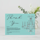 Braut und Kronleuchter Blau Vielen Dank Einladung (Stehend Vorderseite)