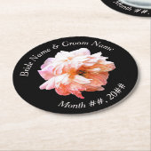 Braut und Pfirsichpfirsiche Runder Pappuntersetzer (Angewinkelt)