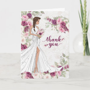 Braut und Pflaumenblüten Leere Hochzeit Dankeskarte