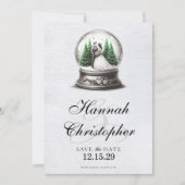 Braut und Schneeglobe Save The Date (Vorderseite)