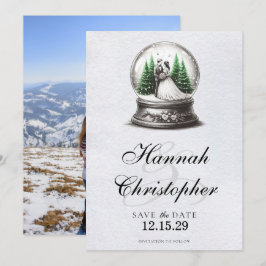 Braut und Schneeglobe Save The Date