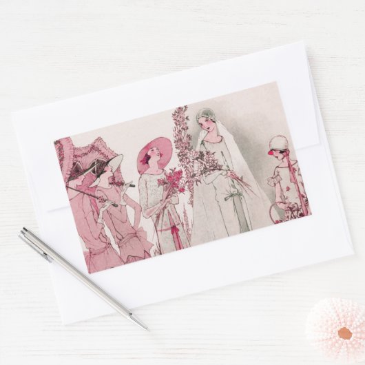 Braut und Schüler Rechteckiger Aufkleber (Umschlag)