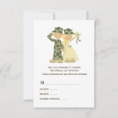 Braut und Soldat Camouflage Hochzeit RSVP Karte (Vorderseite)