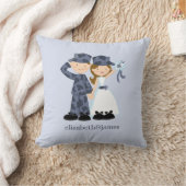 Braut und Soldat in Blue Camouflage Hochzeit Kissen (Decke)