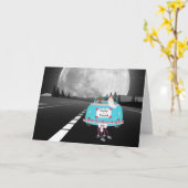 Braut- und Straßenwagen mit Vollmond Karte (Gelbe Blume)