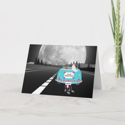 Braut- und Straßenwagen mit Vollmond Karte (Vorderseite)