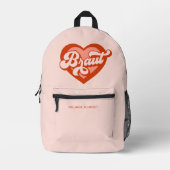 Braut und Team Braut Bachelorette Retro Herz Bedruckter Rucksack (Vorderseite)