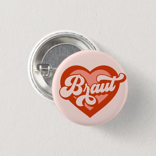 Braut und Team Braut Bachelorette Retro Herz Button (Vorne & Hinten)