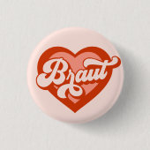 Braut und Team Braut Bachelorette Retro Herz Button (Vorderseite)
