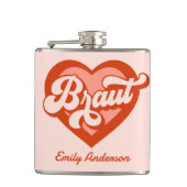 Braut und Team Braut Bachelorette Retro Herz Flachmann (Vorderseite)