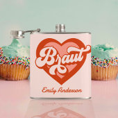 Braut und Team Braut Bachelorette Retro Herz Flachmann