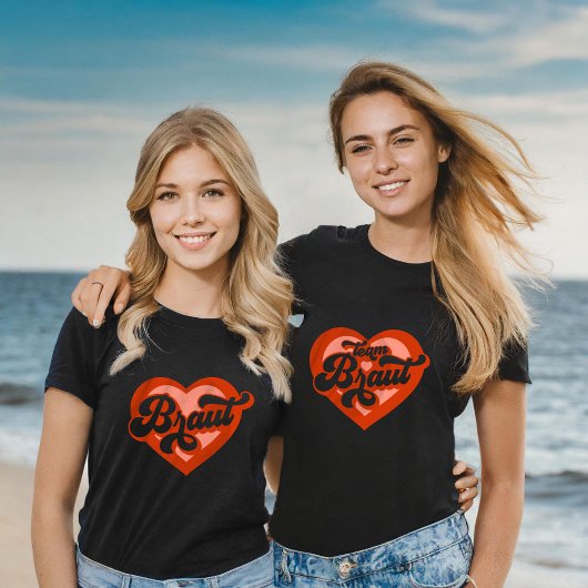 Braut und Team Braut Bachelorette Retro Herz T-Shirt