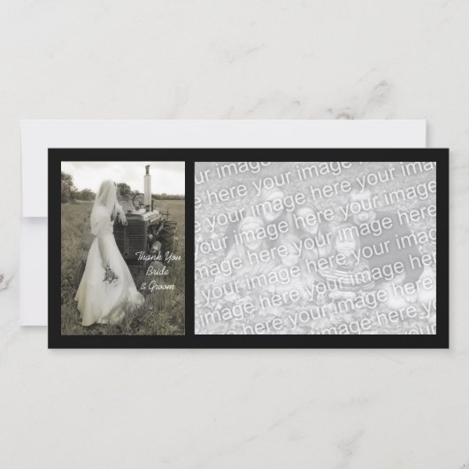 Braut und Traktor Country Wedding Vielen Dank Dankeskarte (Vorderseite)