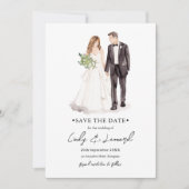 Braut und Wasserfarbe Hochzeit speichern das Datum Save The Date (Vorderseite)