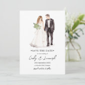 Braut und Wasserfarbe Hochzeit speichern das Datum Save The Date (Stehend Vorderseite)