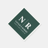 Braut- und Wurzelinitials für Hochzeiten elegant Serviette (Ecke)