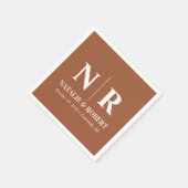 Braut- und Wurzelinitials für Hochzeiten elegant Serviette (Ecke)