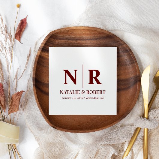 Braut- und Wurzelinitials für Hochzeiten elegant Serviette