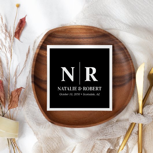 Braut- und Wurzelinitials für Hochzeiten elegant Serviette