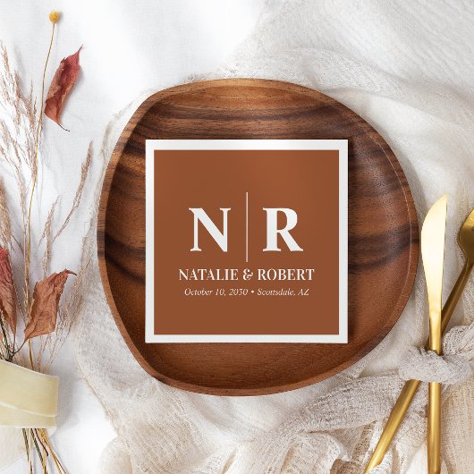 Braut- und Wurzelinitials für Hochzeiten elegant Serviette