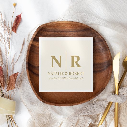 Braut- und Wurzelinitials für Hochzeiten elegant Serviette