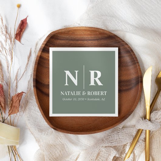 Braut- und Wurzelinitials für Hochzeiten elegant Serviette