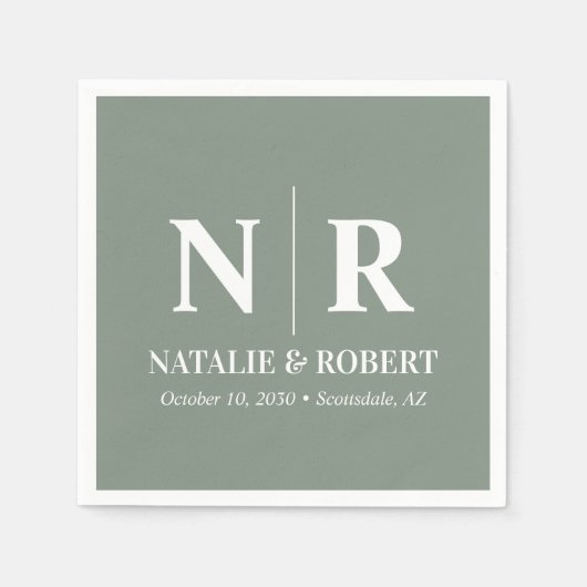 Braut- und Wurzelinitials für Hochzeiten elegant Serviette (Vorderseite)