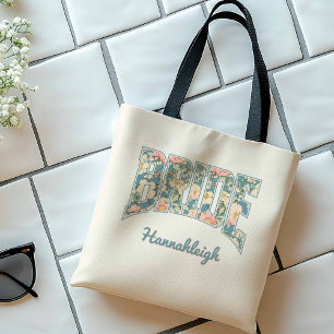 Braut Uni-Lettering Blau Retro-Blumenmuster Tasche