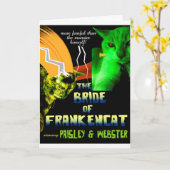 Braut von Frankencat Halloween Karte (Gelbe Blume)